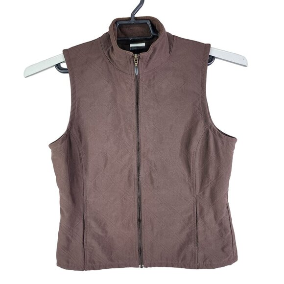 Womens Brown Columbia Quilted Vest Jacket Polyester Zip Up Sleeveless Size S - Picture 1 of 9